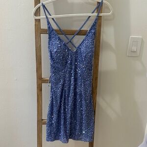 Alyce Paris Elegant Blue Sequin Dress